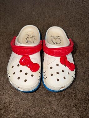 Kids White & Red Character Clog Shoes with Blue Trim